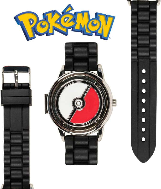 Pokémon Spinner Top Analog Watch for Kids – Features Iconic Poké Ball Spinner, Silver Metal Case, Comfortable Silicone Strap, and Pikachu Dial Art, Perfect for Pokémon Fans and Collectors - Image 8