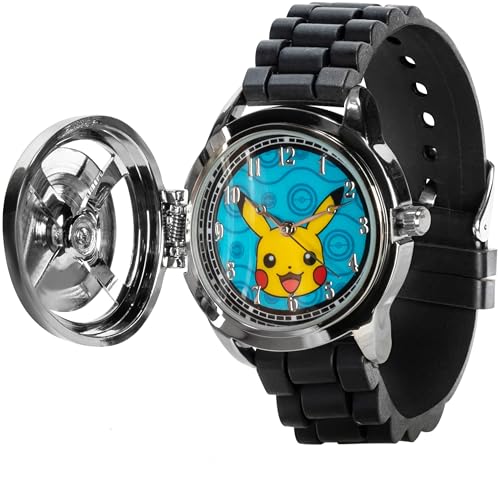 Pokémon Spinner Top Analog Watch for Kids – Features Iconic Poké Ball Spinner, Silver Metal Case, Comfortable Silicone Strap, and Pikachu Dial Art, Perfect for Pokémon Fans and Collectors - Image 9