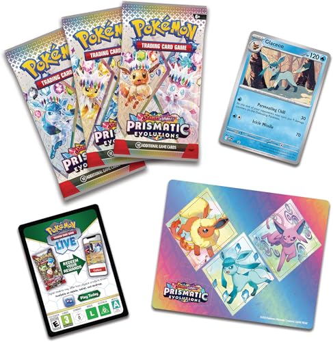 Pokemon TCG: Scarlet & Violet—Prismatic Evolutions Tech Sticker Collection – Glaceon (1 Foil Promo Card & 3 Booster Packs) - Image 5