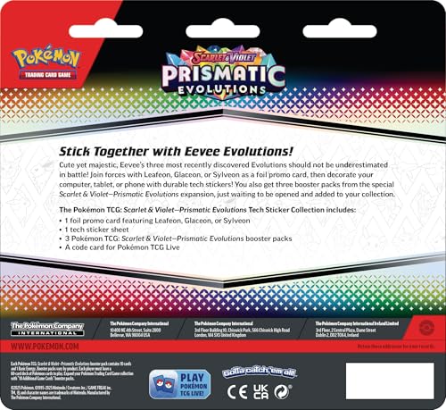 Pokemon TCG: Scarlet & Violet—Prismatic Evolutions Tech Sticker Collection – Glaceon (1 Foil Promo Card & 3 Booster Packs) - Image 4