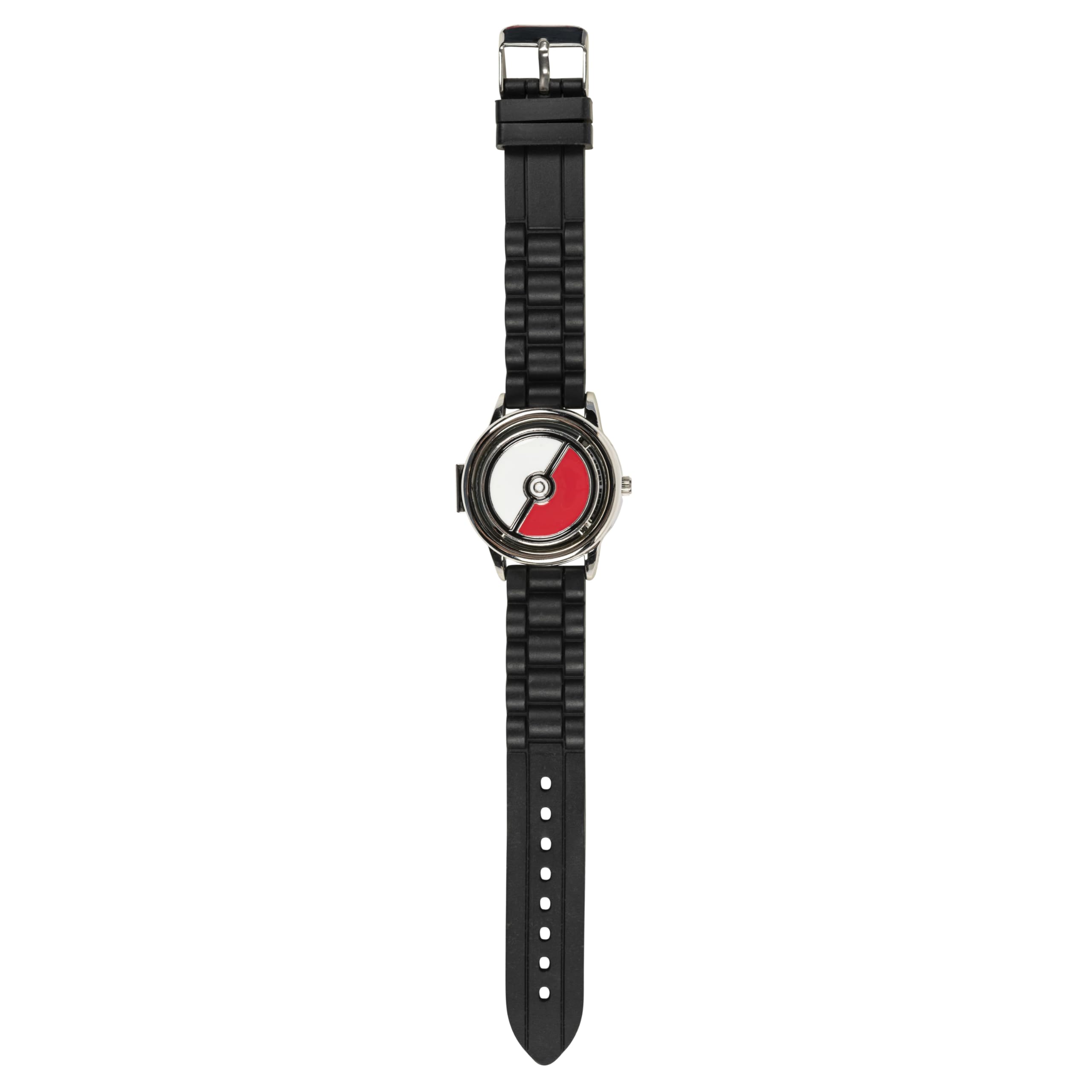 Pokémon Spinner Top Analog Watch for Kids – Features Iconic Poké Ball Spinner, Silver Metal Case, Comfortable Silicone Strap, and Pikachu Dial Art, Perfect for Pokémon Fans and Collectors - Image 2