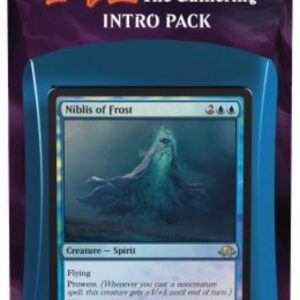 Magic the Gathering: MTG Eldritch Moon: Intro Pack/Theme Deck: Dangerous Knowledge (Includes 2 Booster Packs & Alternate Art Premium Rare Promo) Blue/Red - Niblis of Frost