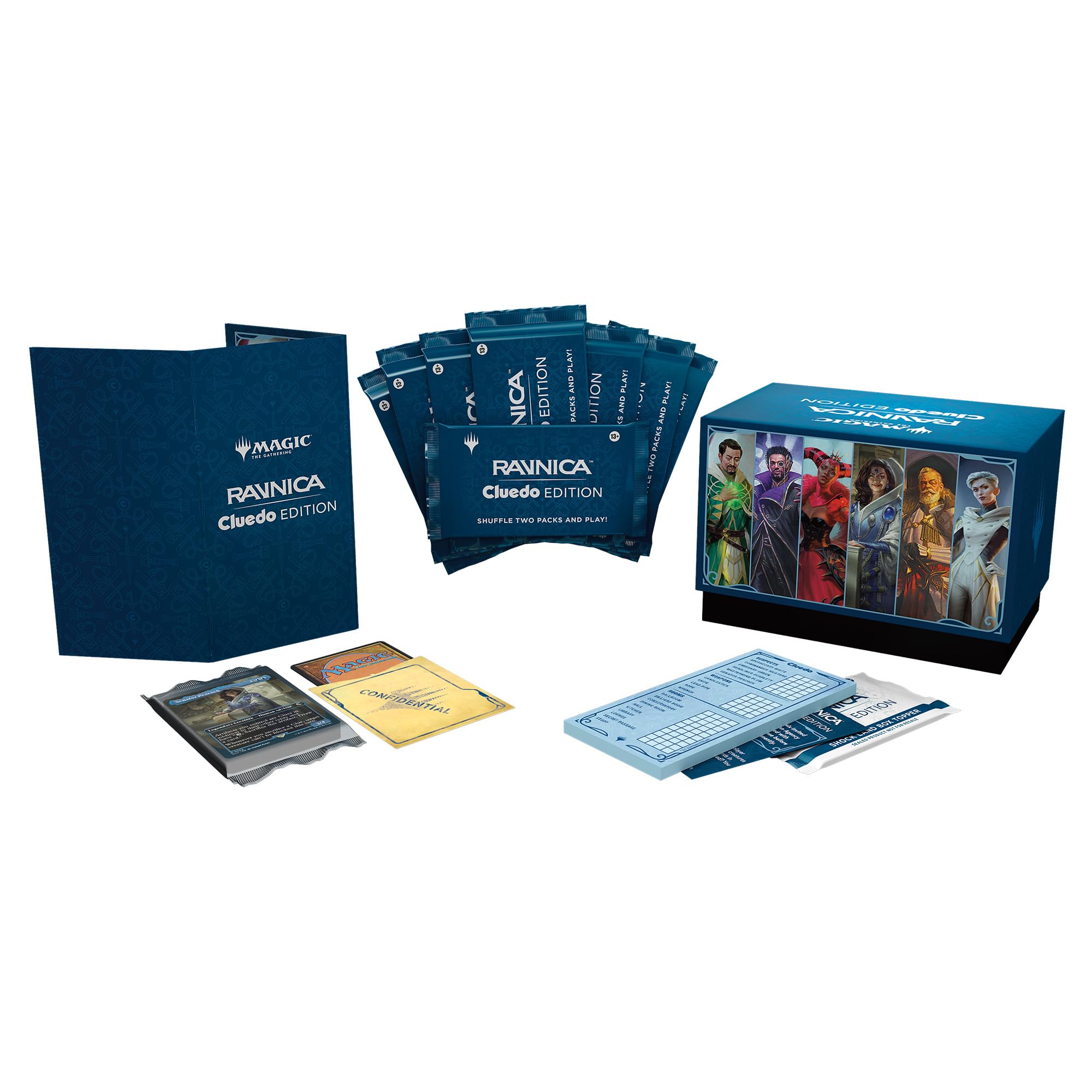 Magic: The Gathering Ravnica: Cluedo Edition - 3-4 player themed murder riddle card game (including 8 game-ready boosters, 21 proof cards, 1 Foil Shock Land Card and Detective Game Accessories) - Image 5