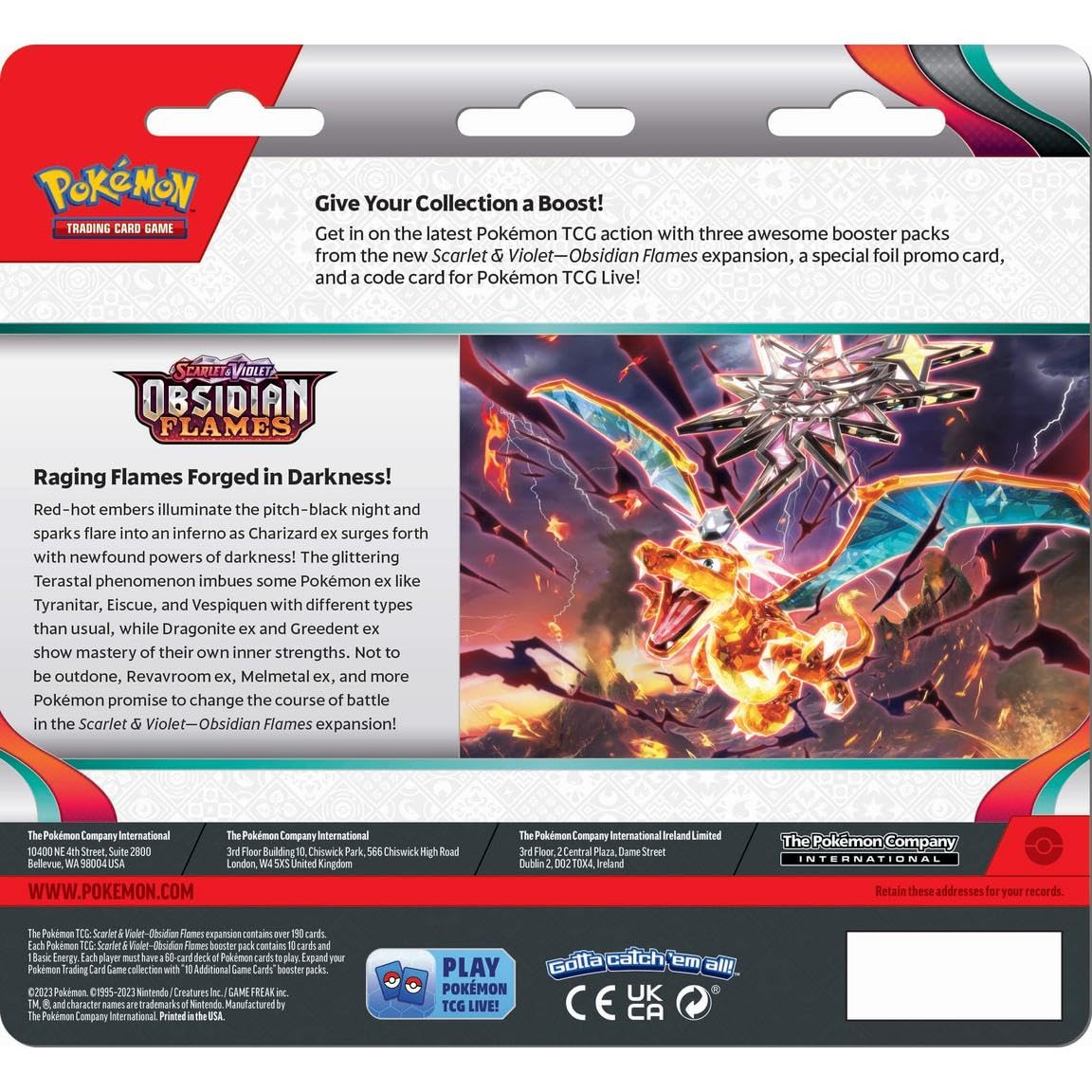 Pokemon TCG: Scarlet and Violet: Obsidian Flames: 3 Pack Booster Blister - Image 2