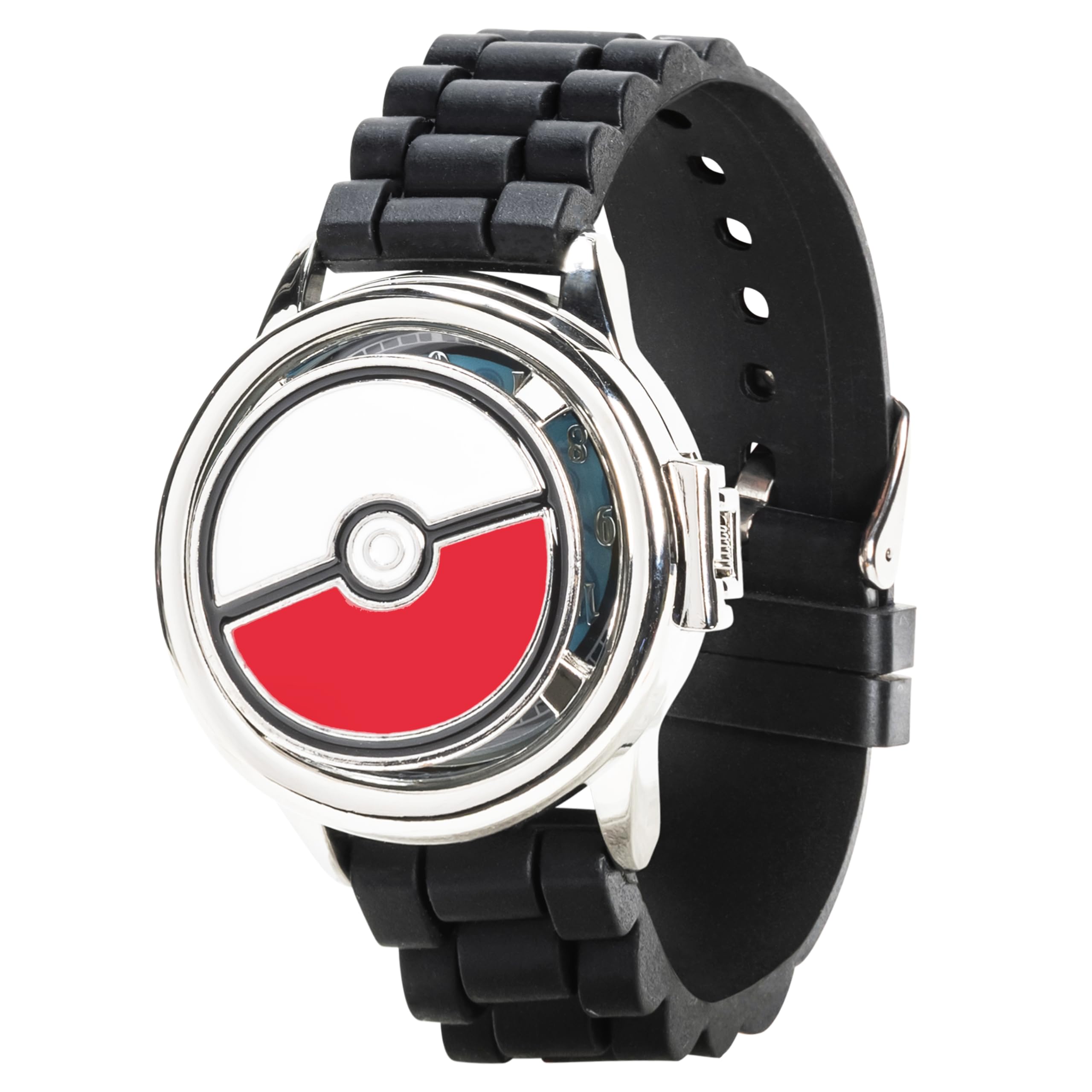 Pokémon Spinner Top Analog Watch for Kids – Features Iconic Poké Ball Spinner, Silver Metal Case, Comfortable Silicone Strap, and Pikachu Dial Art, Perfect for Pokémon Fans and Collectors - Image 5