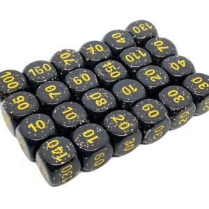 Pokemon Dice x24 Set - Damage Counters - Black Yellow W/Glitter - Arceus Trainer Toolkit 2023