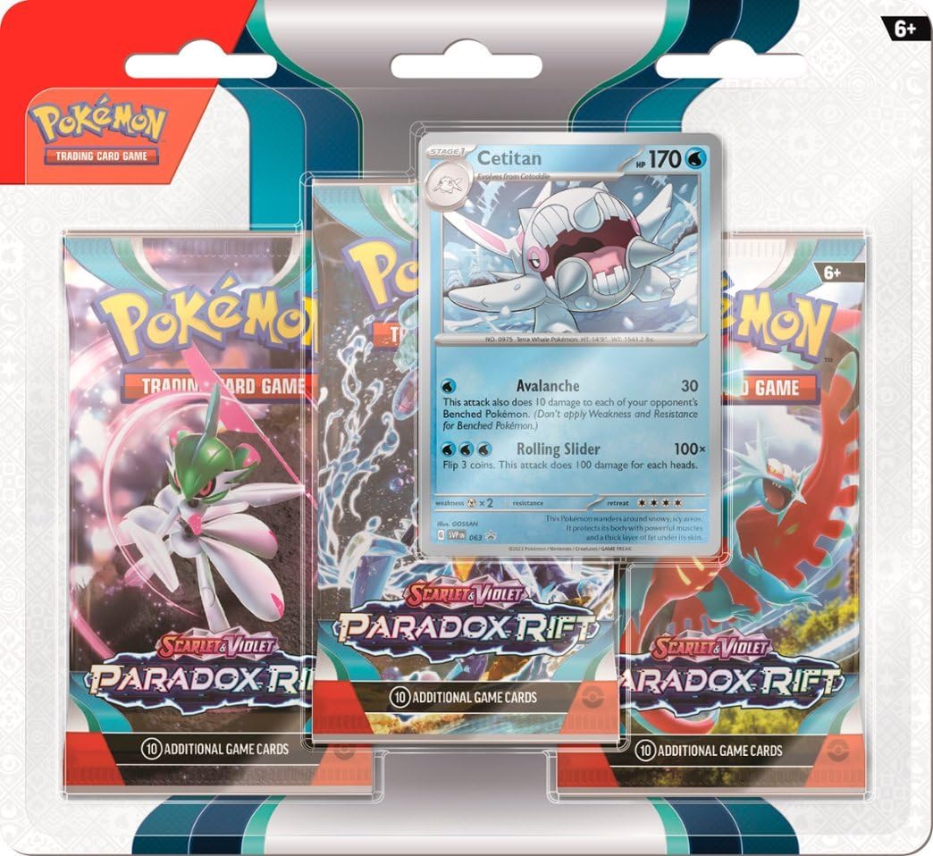 Pokemon Scarlet & Violet—Paradox Rift 3 Pack Blister Featuring Arctibax OR Cetitan - Image 3