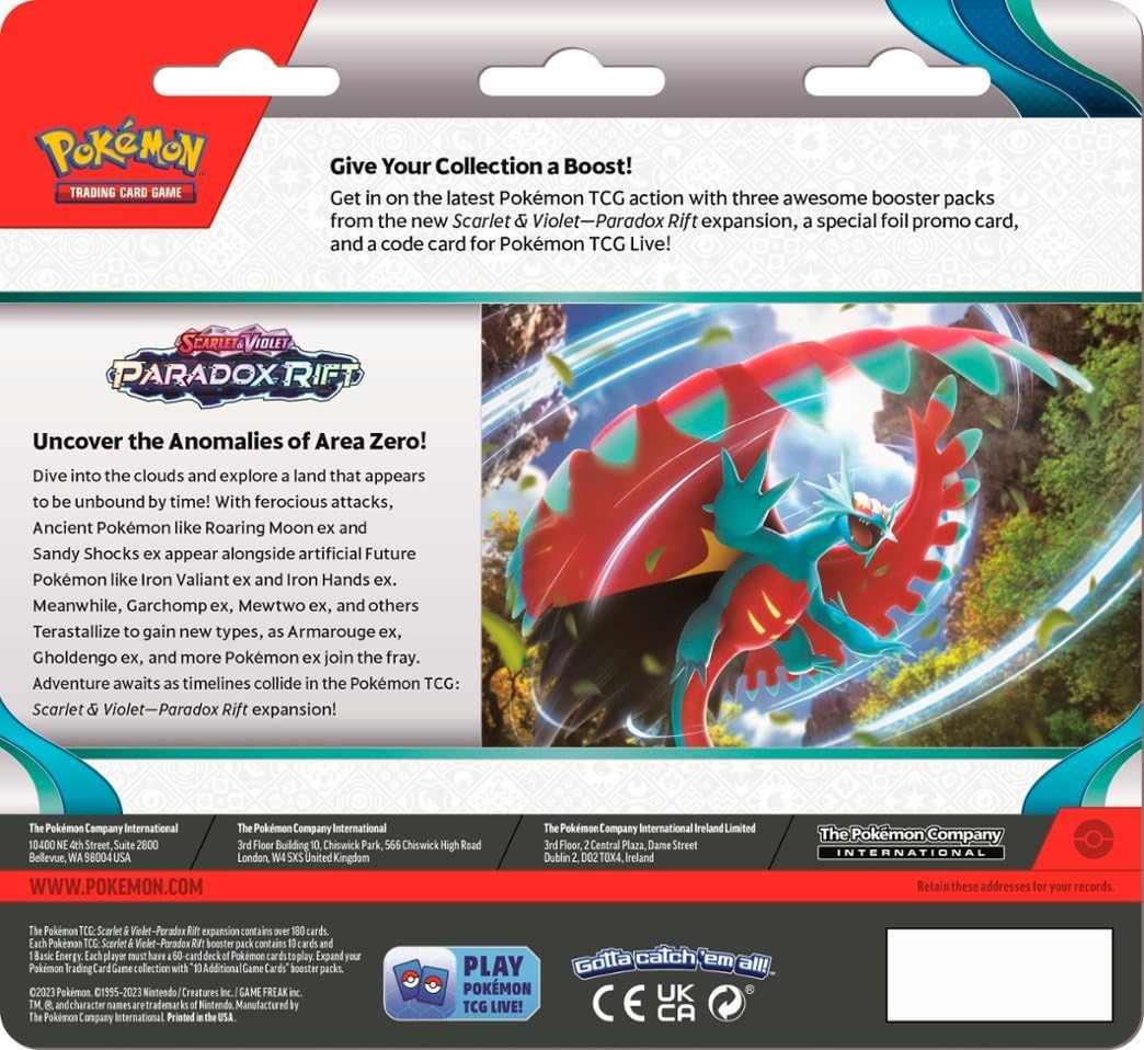 Pokemon Scarlet & Violet—Paradox Rift 3 Pack Blister Featuring Arctibax OR Cetitan - Image 2
