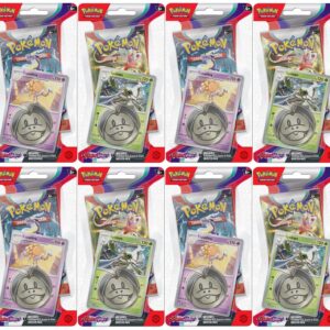 Pokemon TCG: Scarlet and Violet Checklane Espathra and Spidops Blister Booster Pack Bundle, 8 Packs 80 Cards