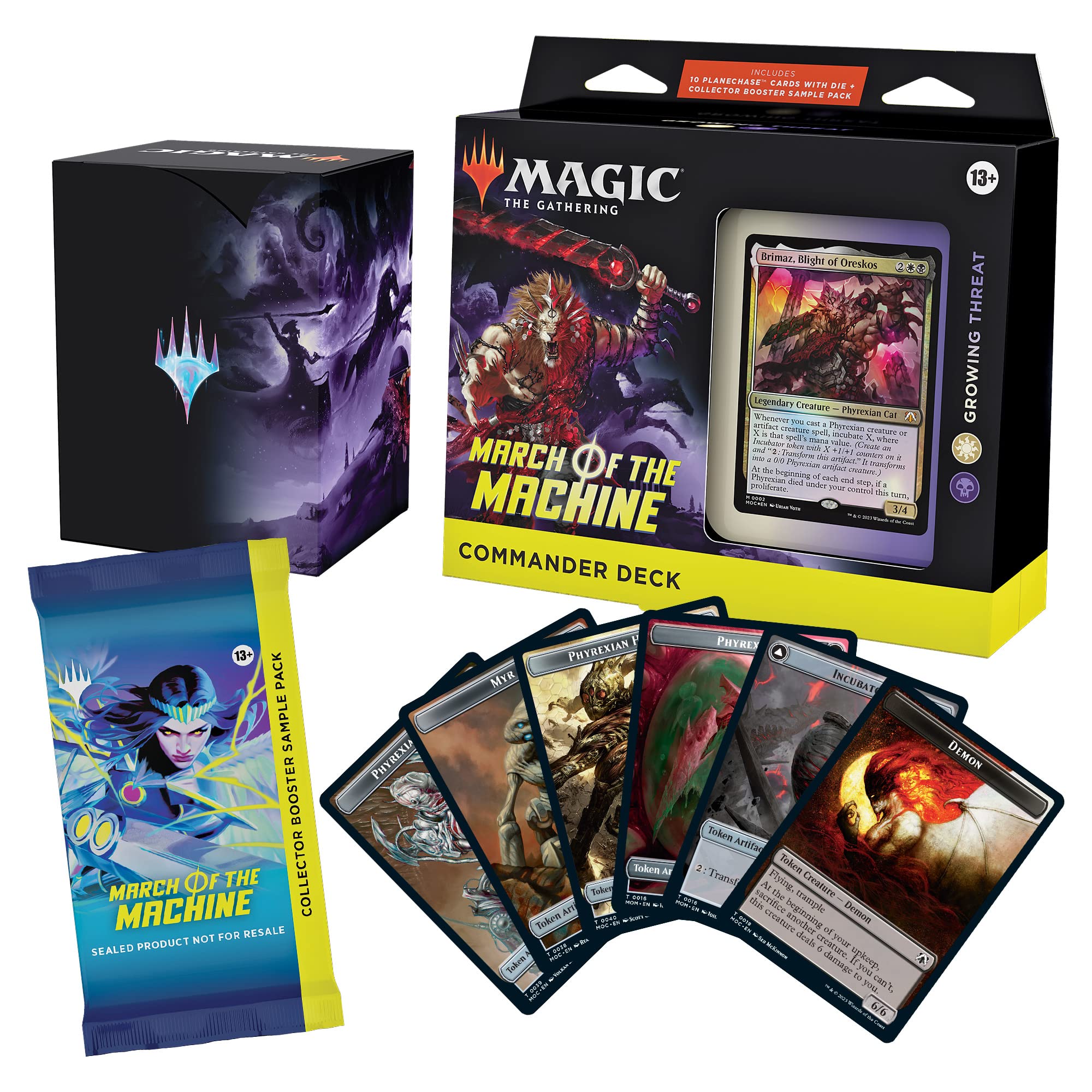Magic The Gathering March of the Machine Commander Deck - Growing Threat (100-Card Deck, 10 Planechase cards, Collector Booster Sample Pack + Accessories) - Image 7