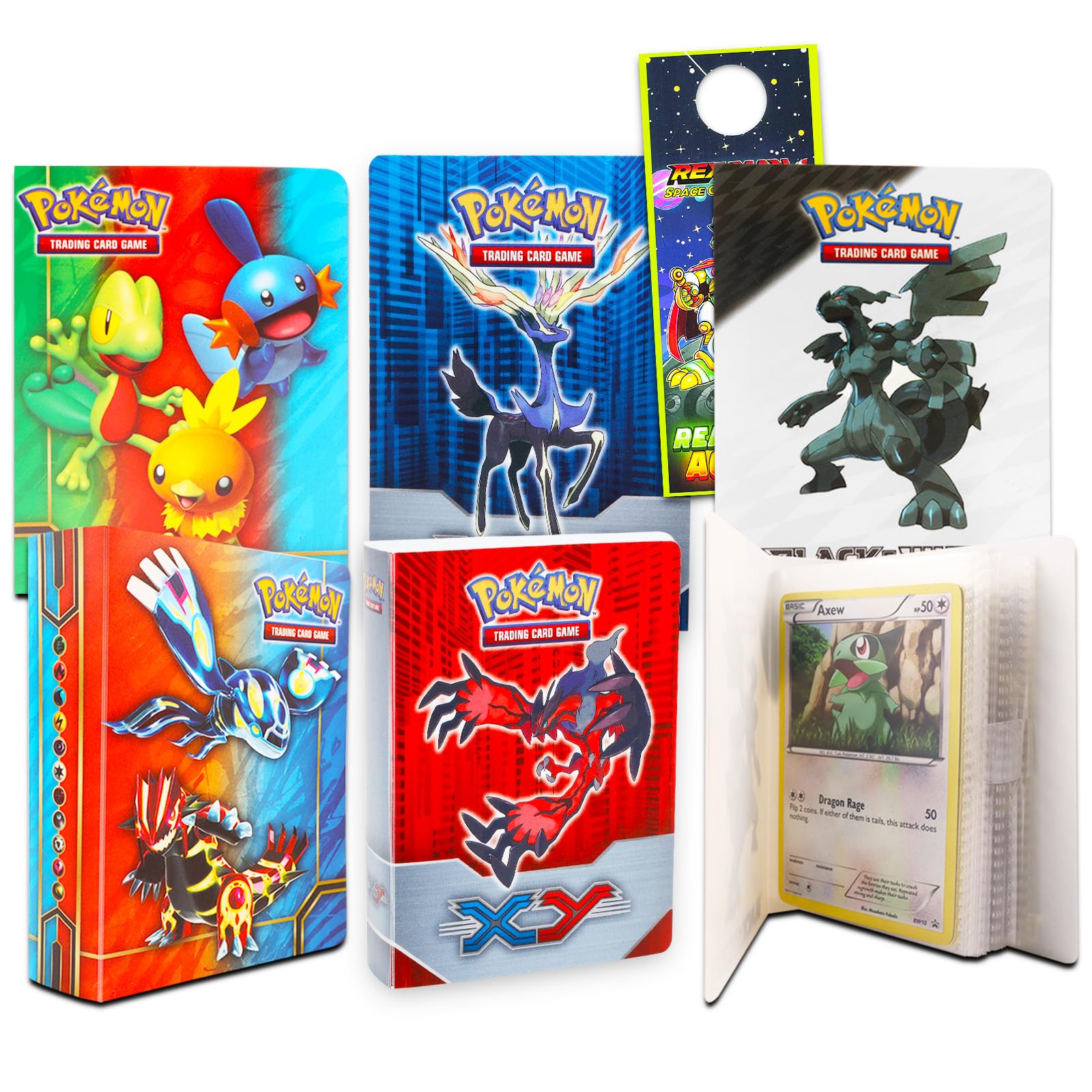 Pokemon Binders for Cards Bundle - 6 Pack Assorted Mini Binders, Each Holds 60 Cards Plus Door Hanger | Pokemon Card Carrying Case Set