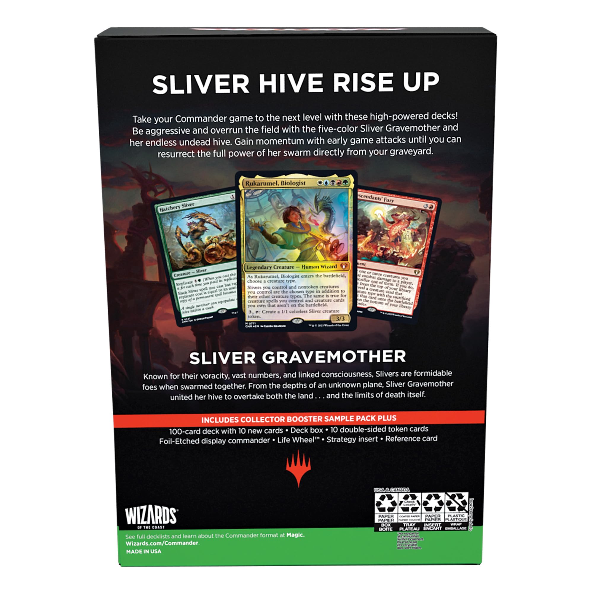 Magic: The Gathering Commander Masters Commander Deck - Sliver Swarm (100-Card Deck, 2-Card Collector Booster Sample Pack + Accessories) - Image 2