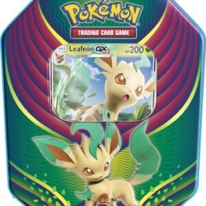 Pokemon TCG: 2018 Fall Evolution Celebration Tin- Leafeon-Gx | A Foil Gx Card | 4 Booster Pack