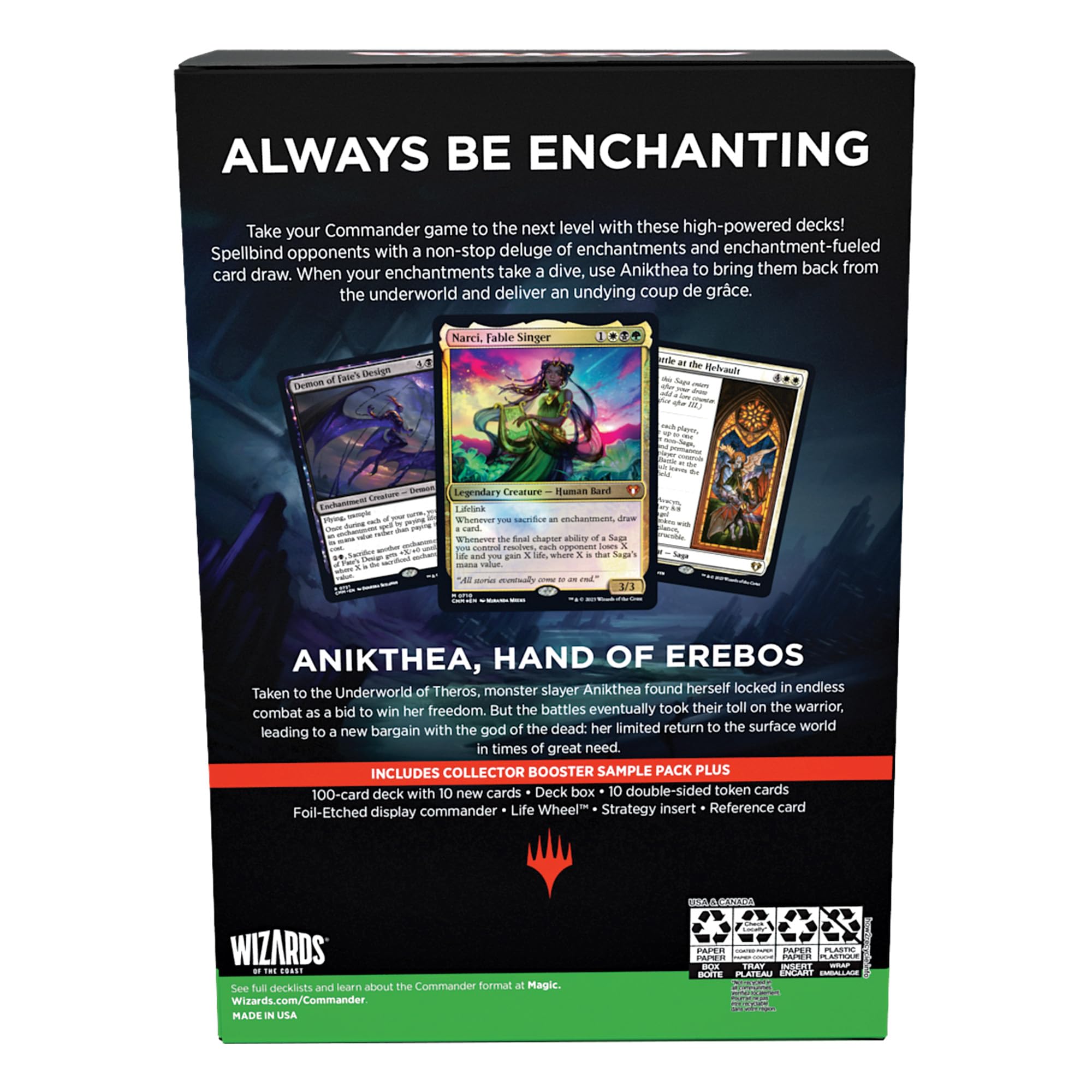 Magic The Gathering Commander Masters Commander Deck - Enduring Enchantments (100-Card Deck, 2-Card Collector Booster Sample Pack + Accessories) - Image 2