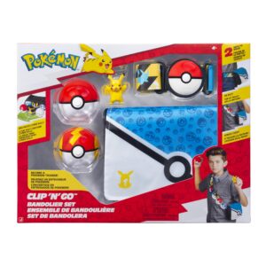 Pokémon Pikachu Clip ‘N’ Go Bandolier Set - 2-Inch Pikachu Battle Figure with Poke Ball and Fast Ball Plus Themed Belt and Bandolier