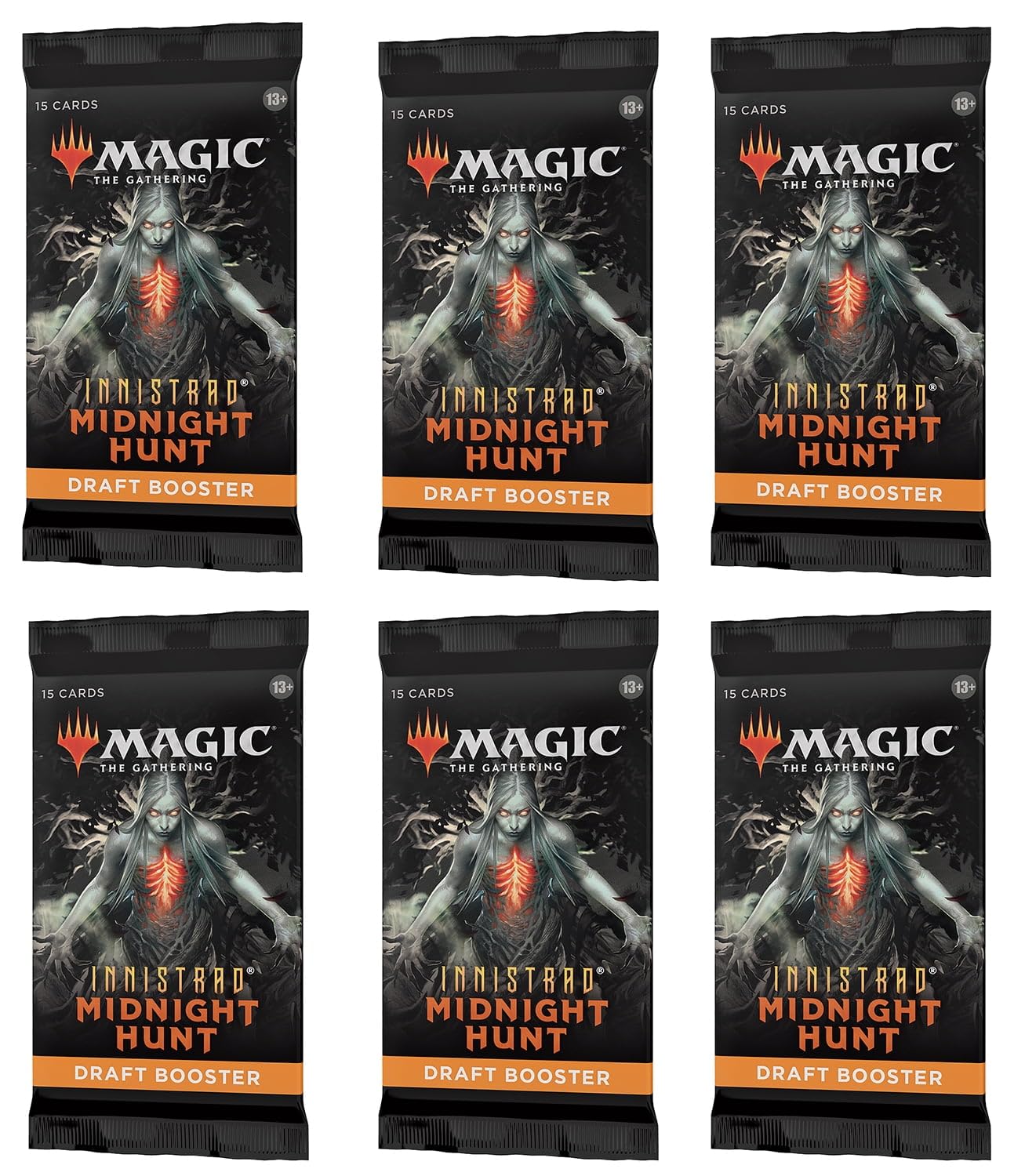 6 Packs Magic: The Gathering Draft Booster Pack Lot MTG Innistrad Midnight Hunt - Image 2
