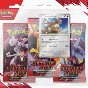 Pokemon TCG: Scarlet & Violet - Destined Rivals 3-Pack Blister – Kangaskhan (3 Booster Packs & 1 Foil Promo Card)