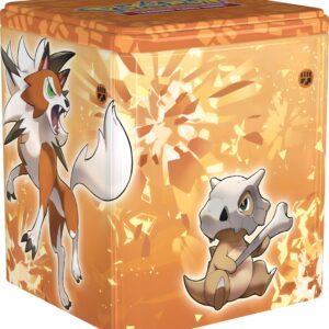 Pokémon TCG: Fighting Stacking Tin - Lycanroc (3 booster packs & coin)