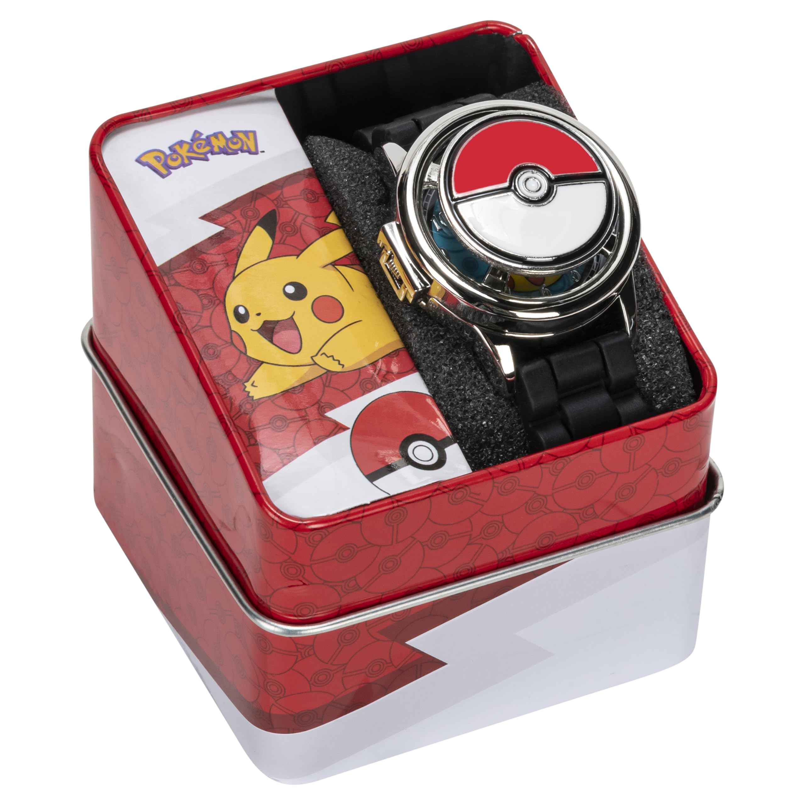 Pokémon Spinner Top Analog Watch for Kids – Features Iconic Poké Ball Spinner, Silver Metal Case, Comfortable Silicone Strap, and Pikachu Dial Art, Perfect for Pokémon Fans and Collectors - Image 6