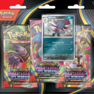 Pokémon TCG: Mega Evolution—Phantasmal Flames Triple Pack Weavile (1 Foil Promo Card & 3 Booster Packs)