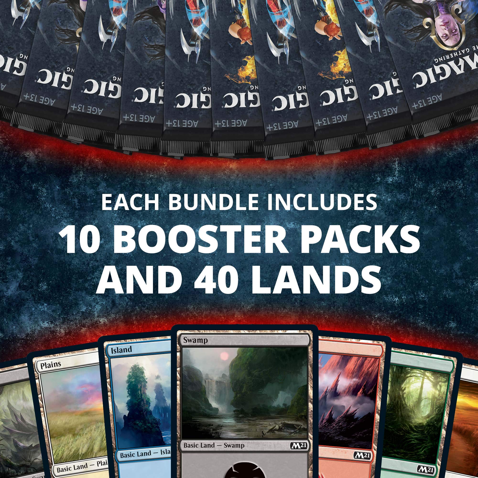 Magic: The Gathering Core Set 2021 (M21) Bundle | 10 Booster Packs + 40 Lands (190 Cards) | Accessories - Image 7