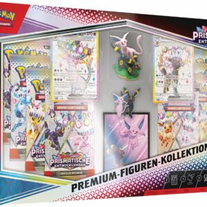 Pokémon Collectible Card Game: Karmesin & Purple Premium Figurines Collection - Prismatic Evolutions (2 Holographic Embossed Cards, 11 Boosters and More)