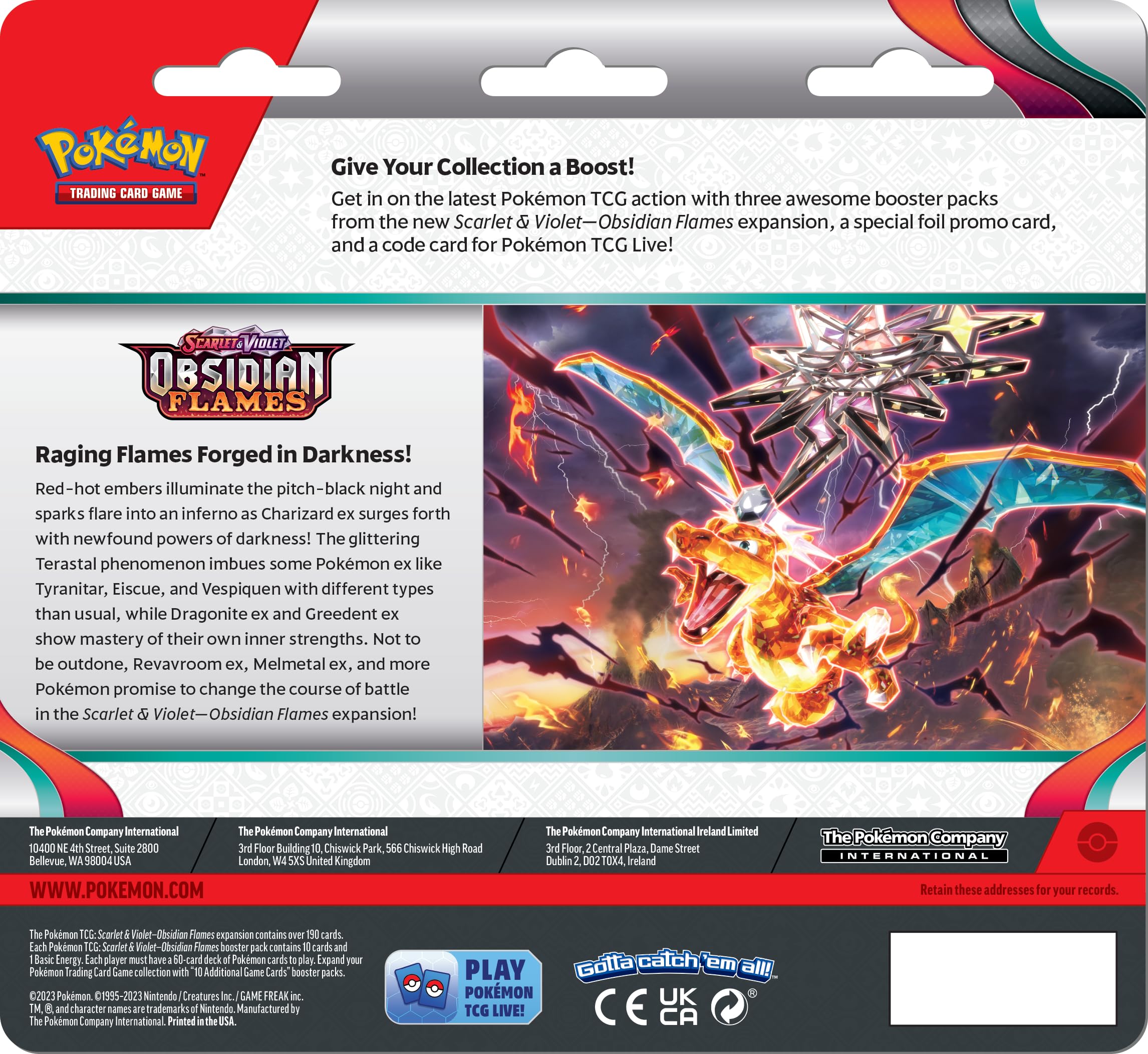 Pokemon TCG: Scarlet & Violet: SV03 Obsidian Flames: 3 Pack Booster Blister - Houndstone - Image 2
